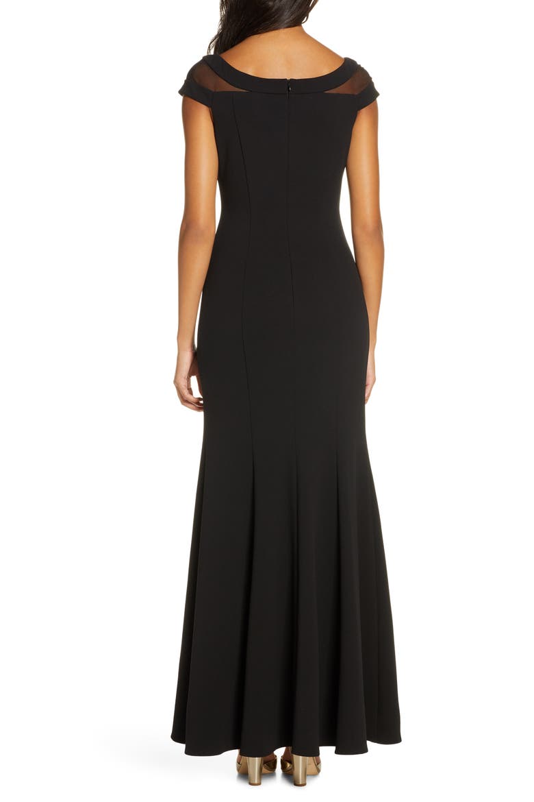 Boat Neck Evening Gown, Alternate, color, BLACK