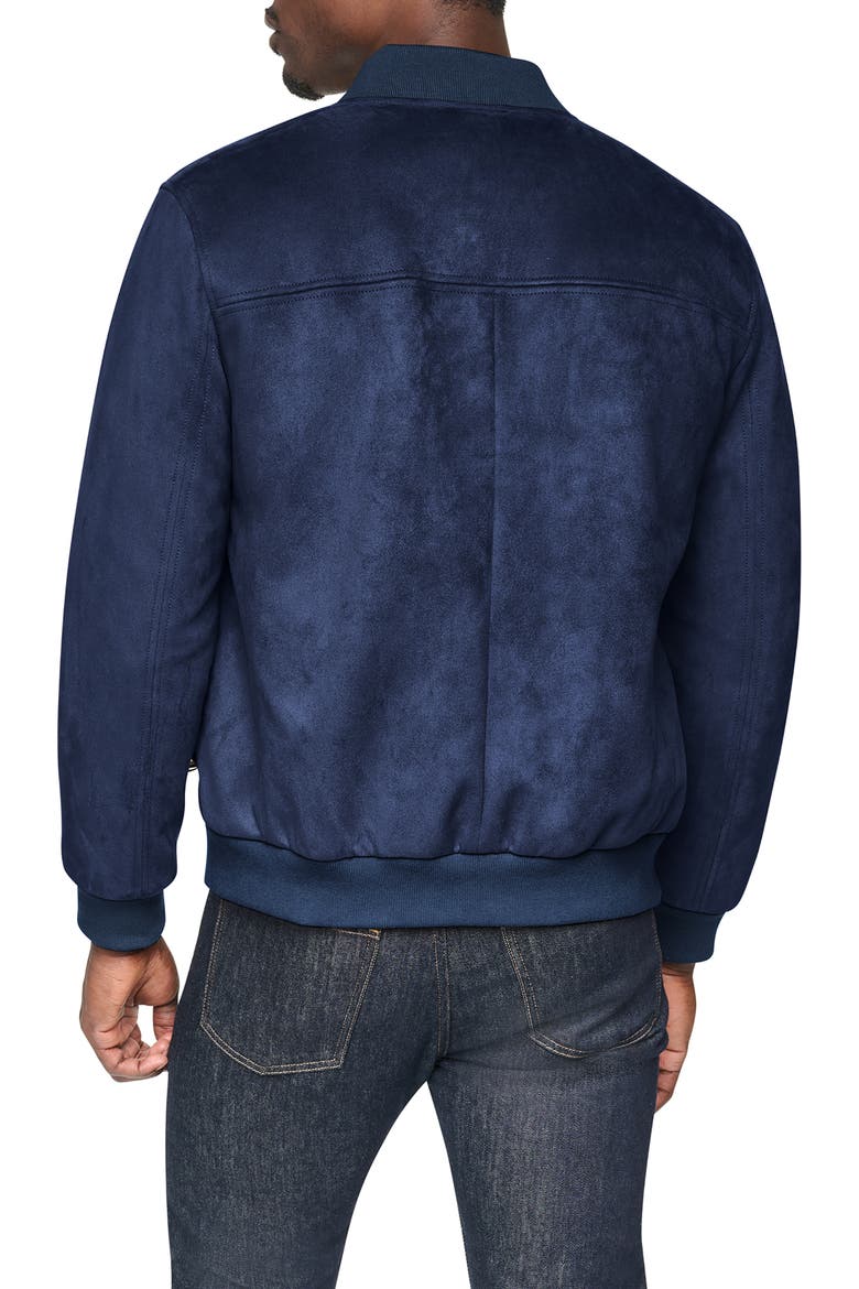 Faux Suede Bomber Jacket, Alternate, color, NAVY