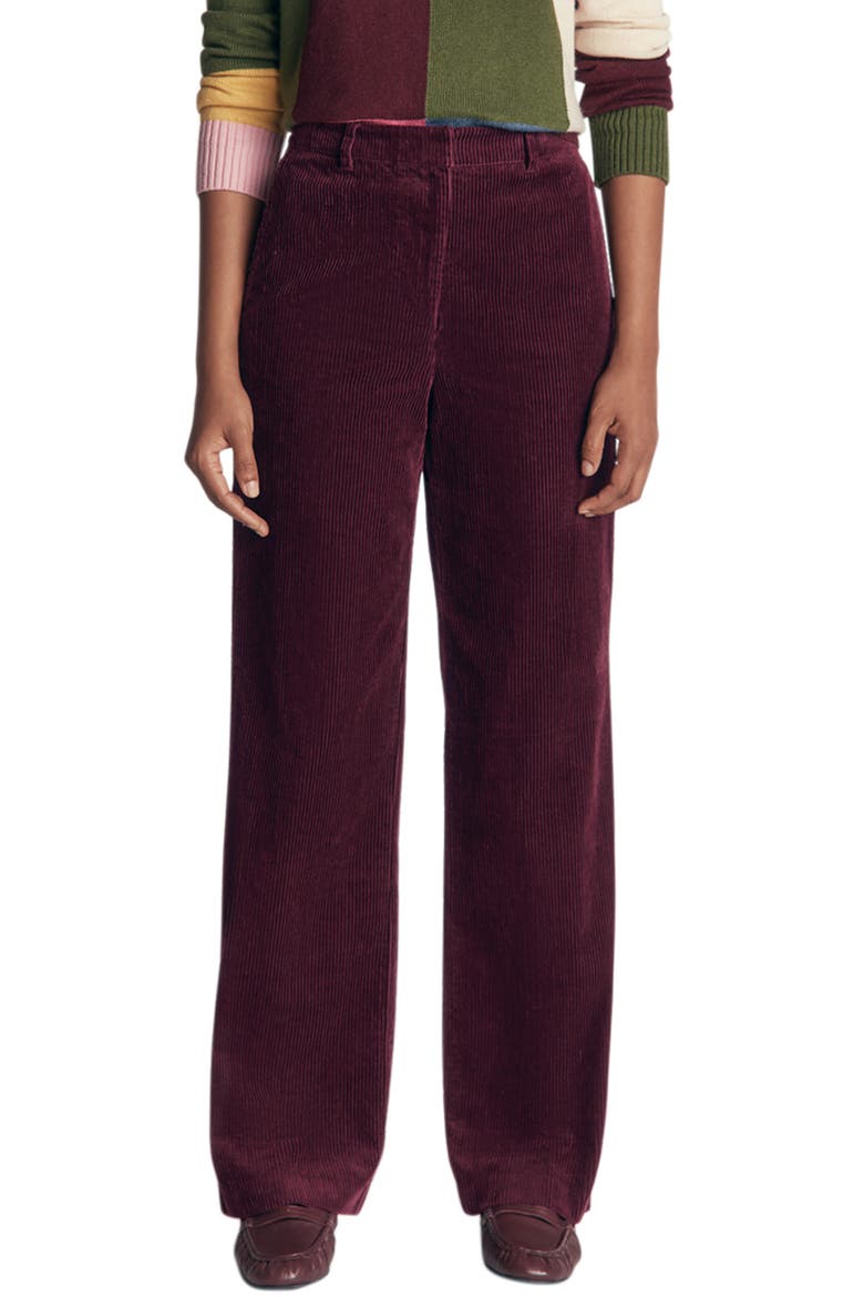 Fitzrovia Corduroy Column Trousers, Main, color, DARK CHERRY