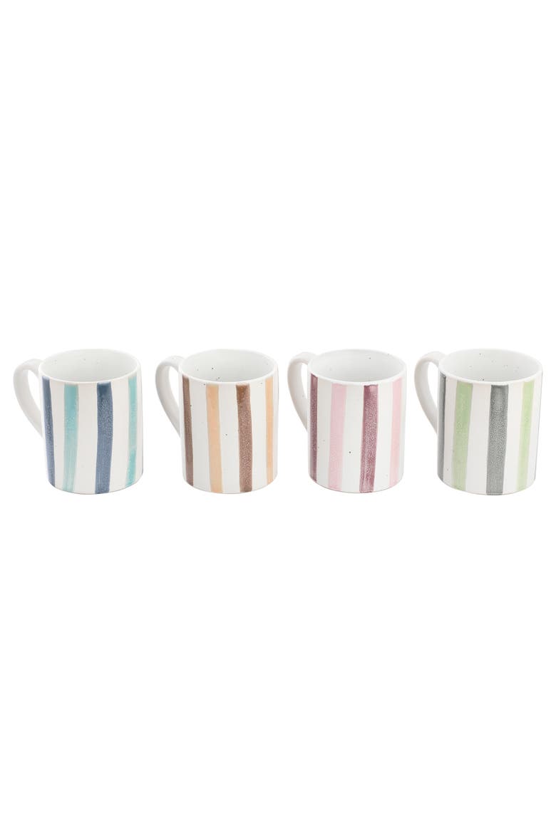 4 Piece 17 Ounce Handpainted Stoneware Mug Set, Main, color, White