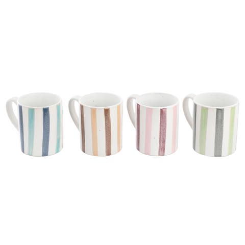 4 Piece 17 Ounce Handpainted Stoneware Mug Set
