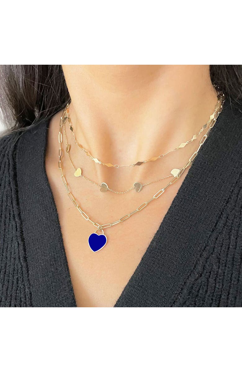 The Lovery Fine Jewelry Lapis Heart Padlock Charm, Alternate, color, Lapis