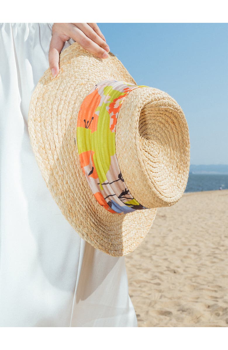 Lost Pattern "Frida's Garden" Straw Hat with Ribbon Band, Alternate, color, Pastel