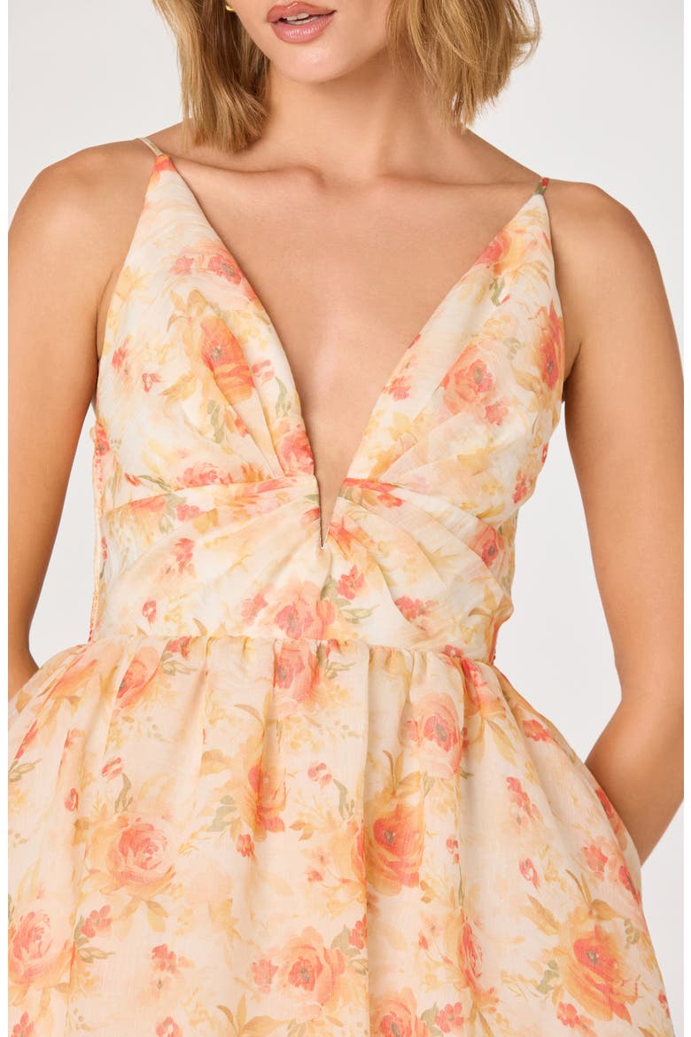 Janna Floral Chiffon Midi Dress, Alternate, color, ORANGE FLORAL