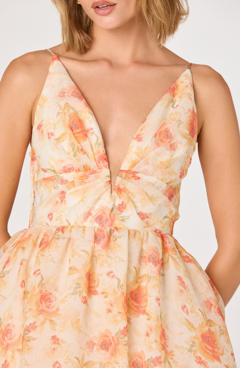 ASTR the Label Janna Floral Chiffon Midi Dress, Alternate, color, Orange Floral