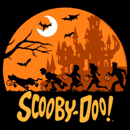 Scooby Doo Boy's Moon Silhouette Chase Graphic T-shirt In Black