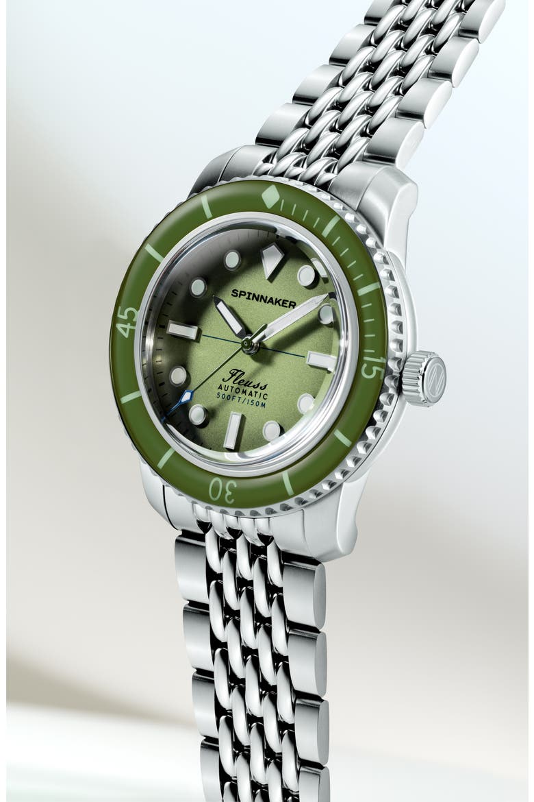 Fleuss 40 Pine Crest Automatic Bracelet Watch, 40mm, Alternate, color, GREEN