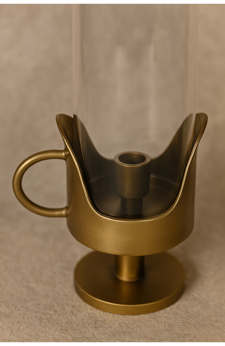Raiz Studio Halo Hurricane Holder, Alternate, color, Antique Brass