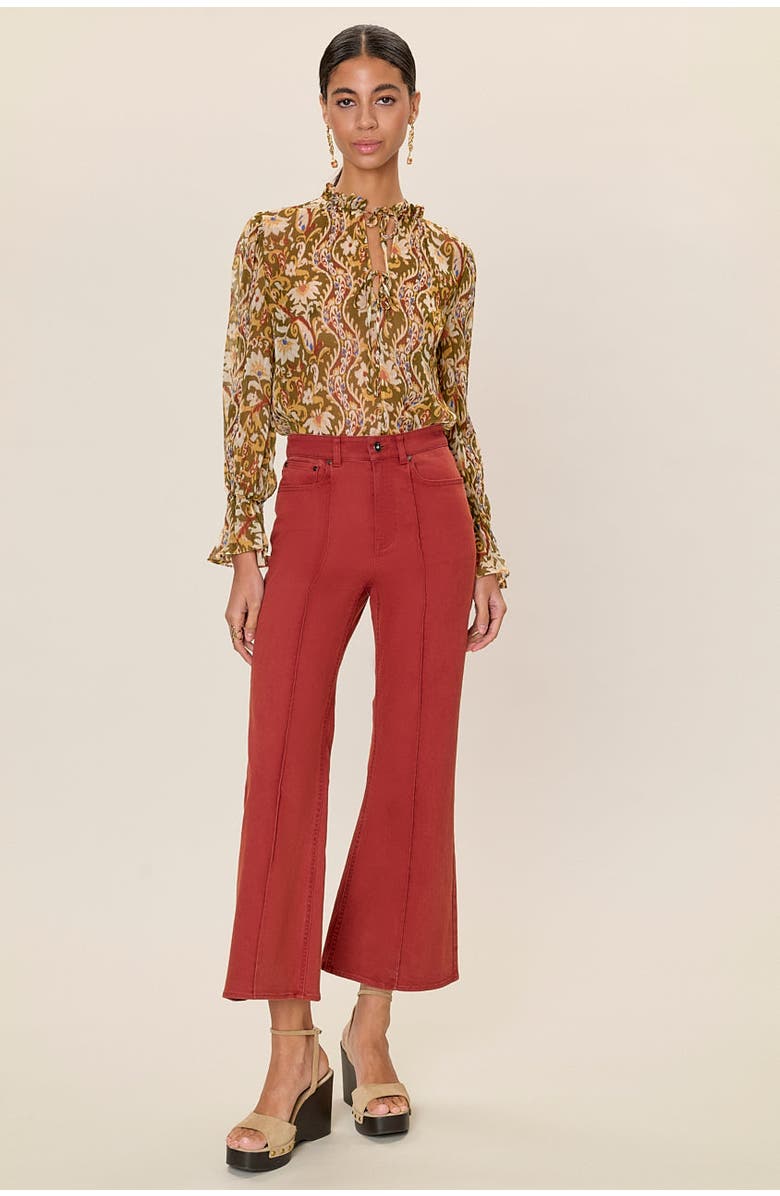 Rebecca Taylor Remi Stretch Kick Flare, Main, color, Burnt Sienna