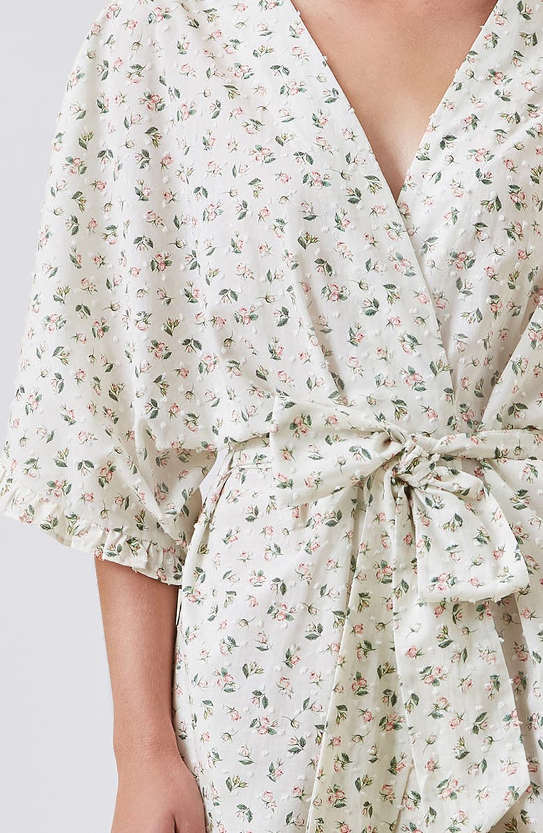 Papinelle Floral Swiss Dot Cotton Robe, Alternate, color, Rosebud Floral