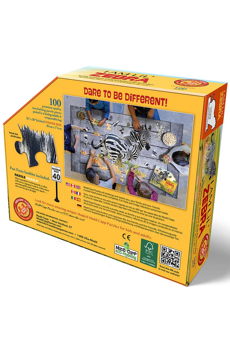 Madd Capp I Am Lil Zebra 100 Piece Animal Shaped Puzzle, Alternate, color, Multicolored