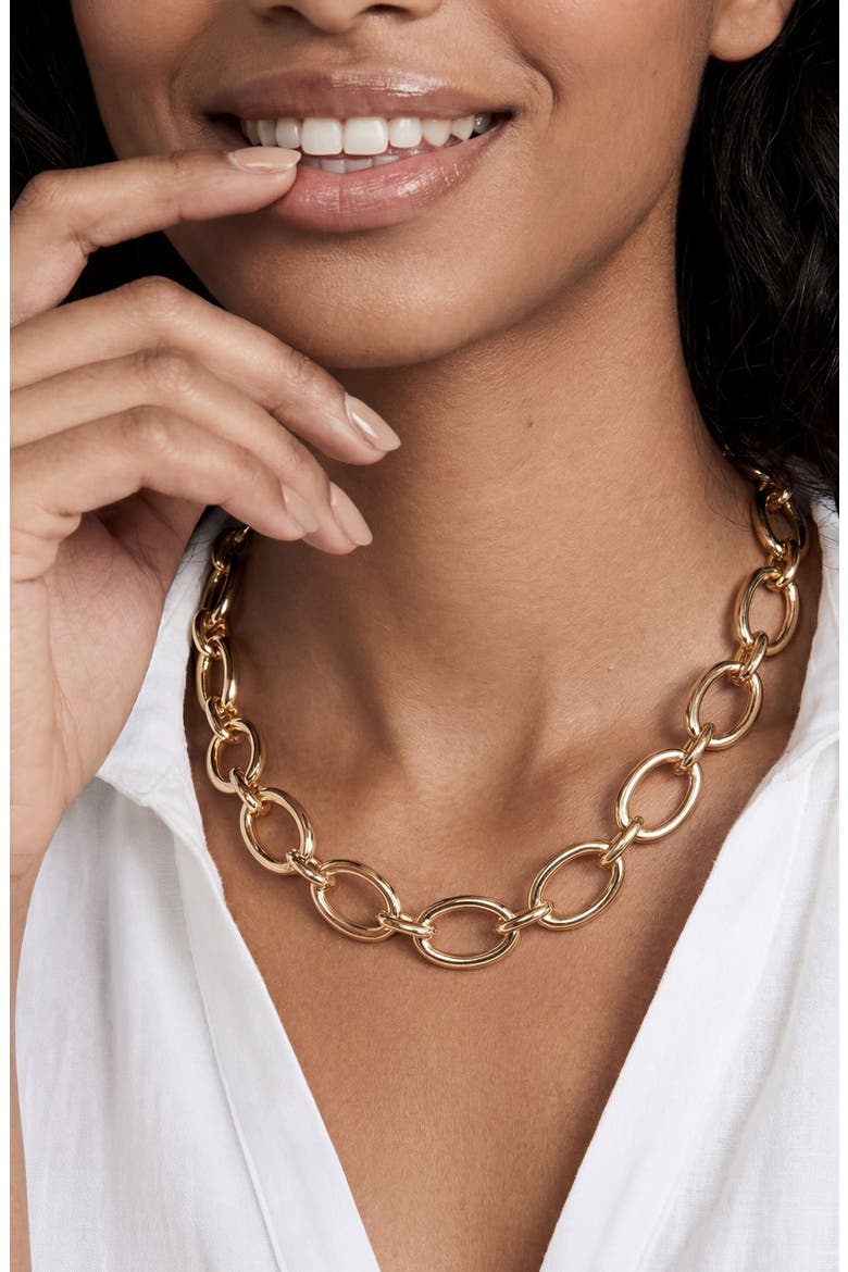 Large Oval Chain Necklace, Alternate, color, GOLD