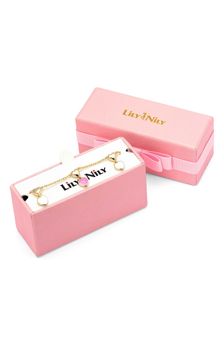 Lily Nily Kids' Double Heart Enamel Charm Bracelet, Alternate, color, Pink/ White