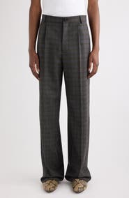 Dries Van Noten Penrud Plaid Pleated Wool Trousers