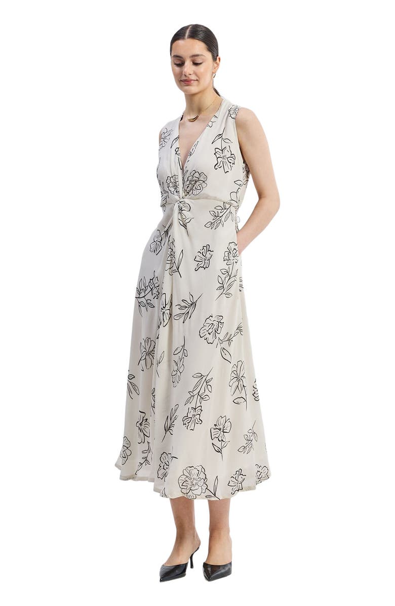 Reistor Front Twist Maxi dress in Black Florals, Alternate, color, Flowers In The Wind