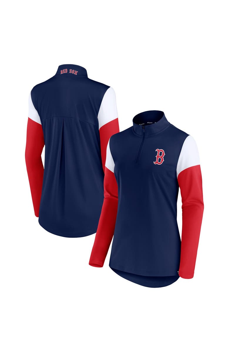 FANATICS Women's Fanatics Branded Navy/Red Boston Red Sox Authentic Fleece Quarter-Zip Jacket, Main, color, 