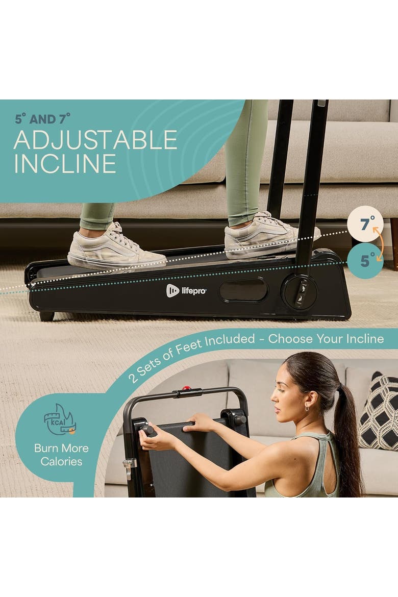 Mini Walking Pad Treadmill with Incline  Compact Under Desk Treadmill for Home & Office, Alternate, color, Black with Handle