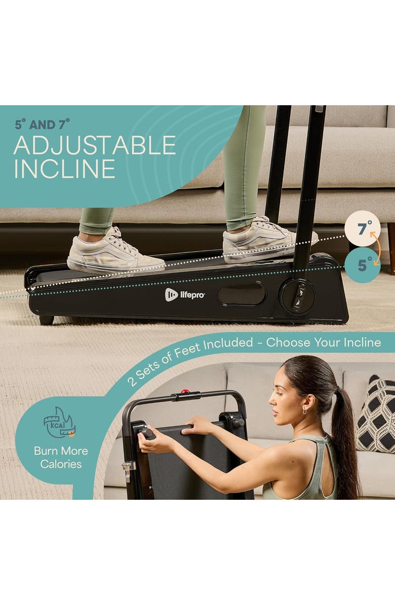 Lifepro Mini Walking Pad Treadmill with Incline Compact Under Desk Treadmill for Home & Office, Alternate, color, Black With Handle
