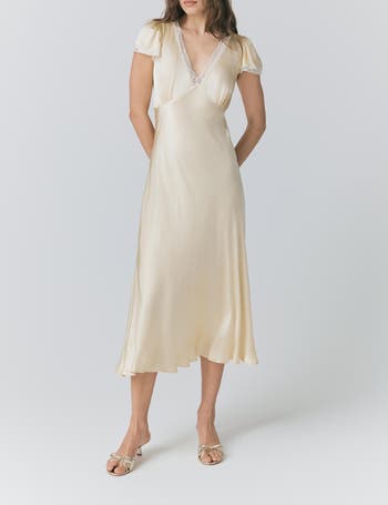 Lillie Lace Trim Satin Dress