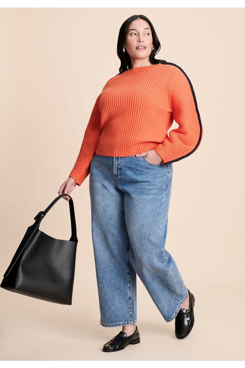 Rounded Sleeve Sweater, Alternate, color, SPICY ORANGE