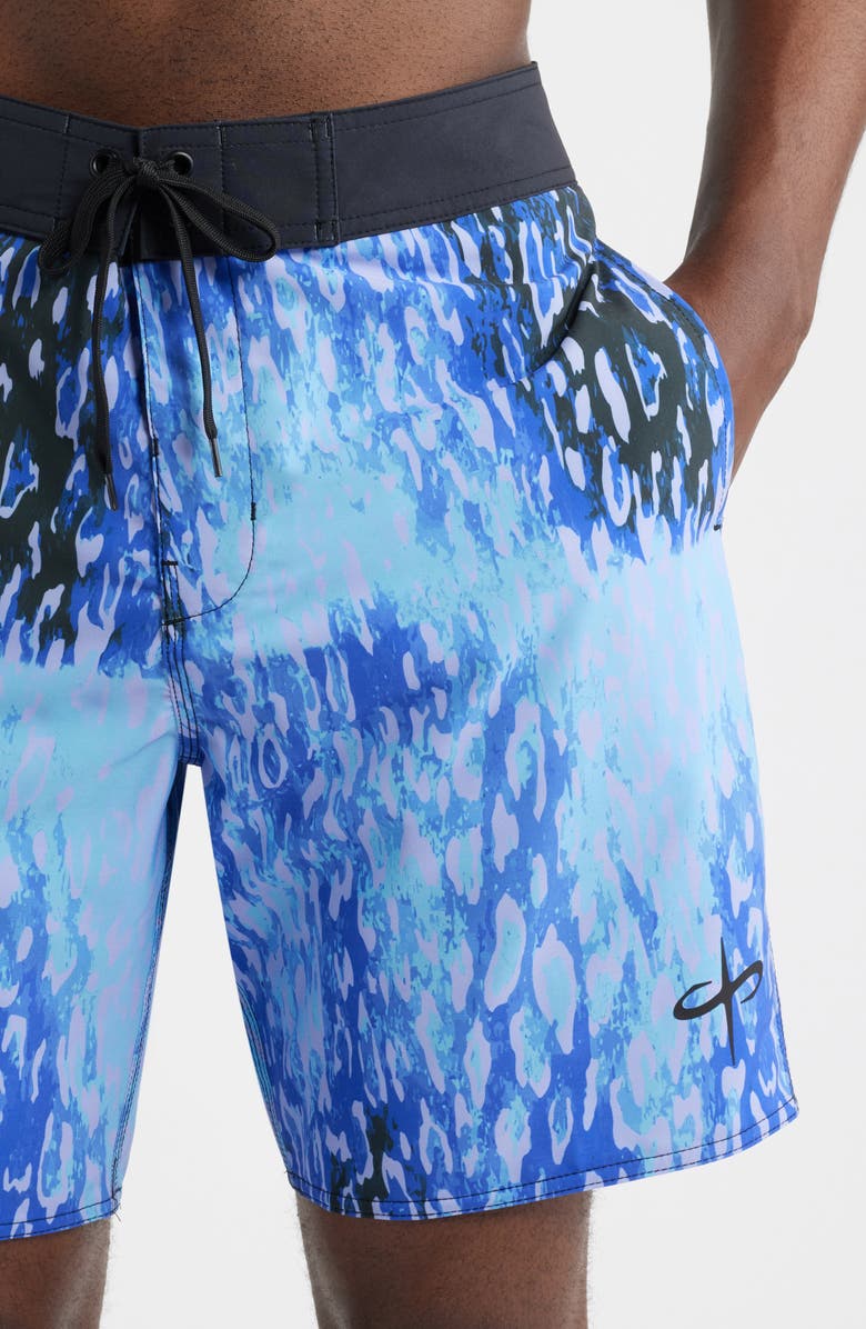SANTO STUDIO Cole Houshmand Pro Board Shorts, Alternate, color, Cheetah Blue