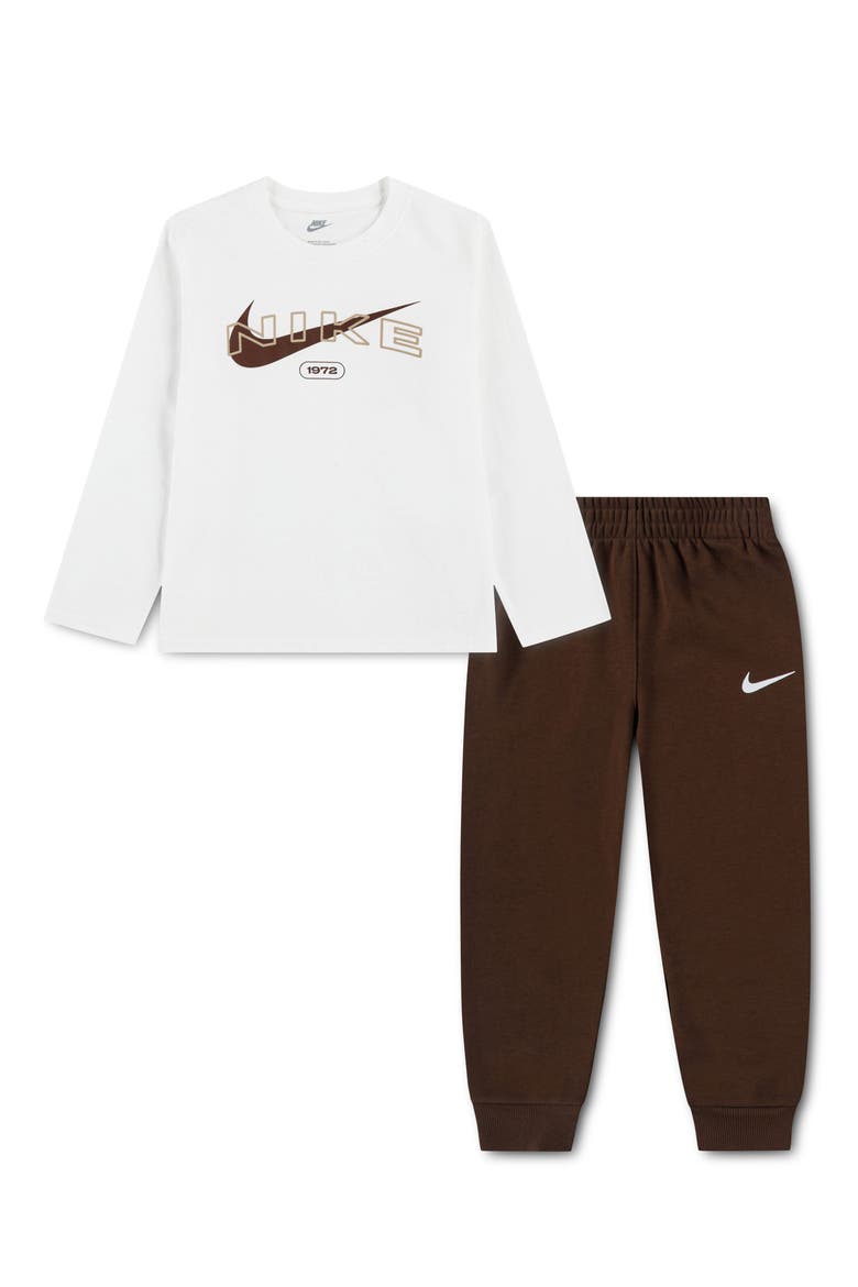Kids' Logo Long Sleeve Tee & Pants Set, Main, color, CACAO WOW