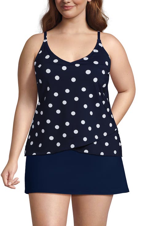 Plus Size Long Torso Tulip Hem Tankini Top
