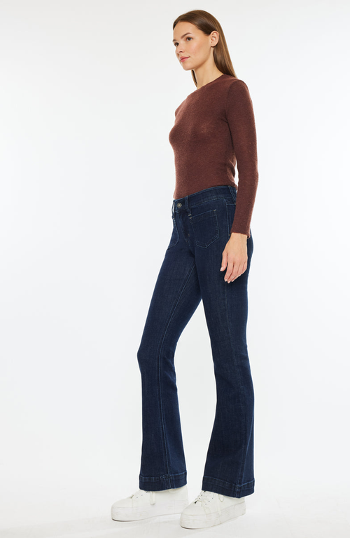 Kancan Star Mid Rise Bootcut Jeans In Blue