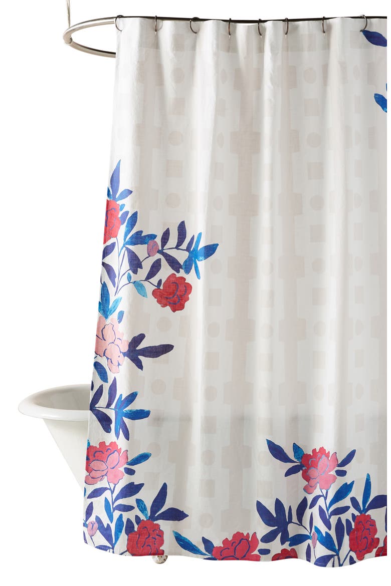 Paule Marrot Rose Vine Shower Curtain, Alternate, color, BLUE