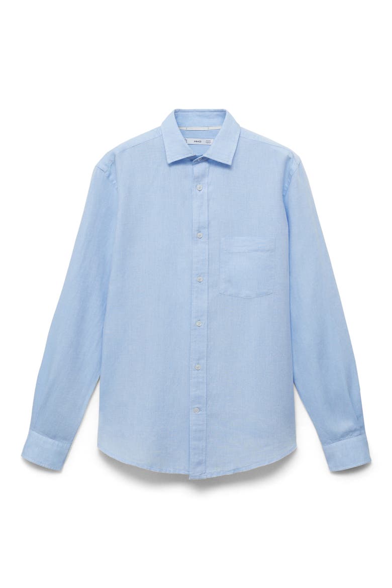 Classic Fit Linen & Cotton Button-Up Shirt, Alternate, color, SKY BLUE