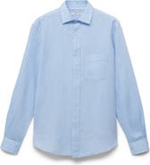 MANGO Classic Fit Linen & Cotton Button-Up Shirt