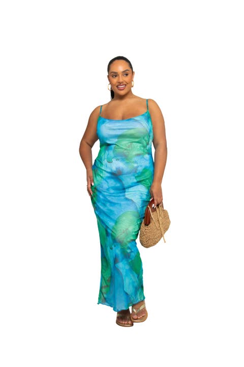 Curve Strappy Abstract Print Maxi Dress