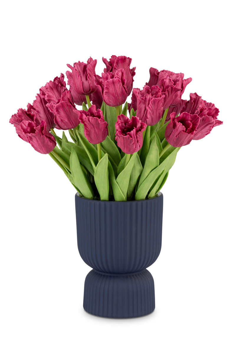 CocoBella Marigold RealTouch Tulip Pedestal Arrangement, Main, color, Fuschia