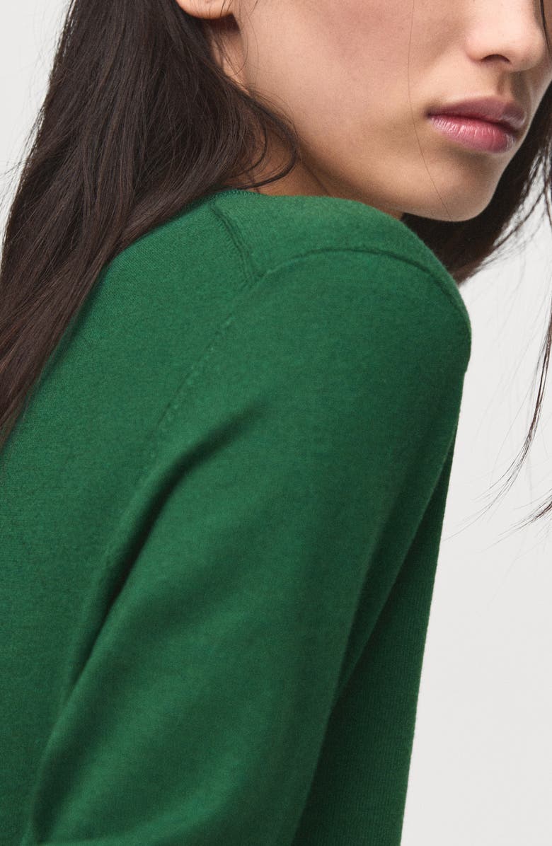 MANGO Fine Knit Crewneck Sweater, Alternate, color, Dark Green