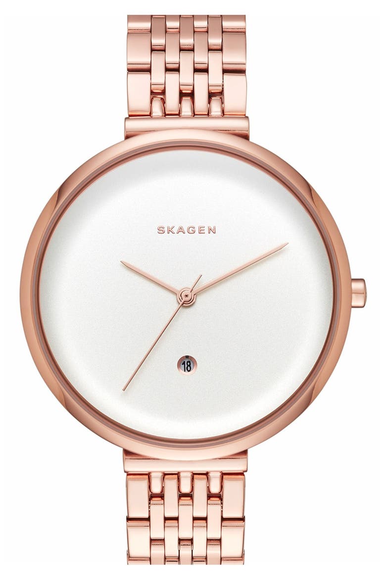 'Gitte' Bracelet Watch, 38mm, Main, color, ROSE GOLD/ WHITE