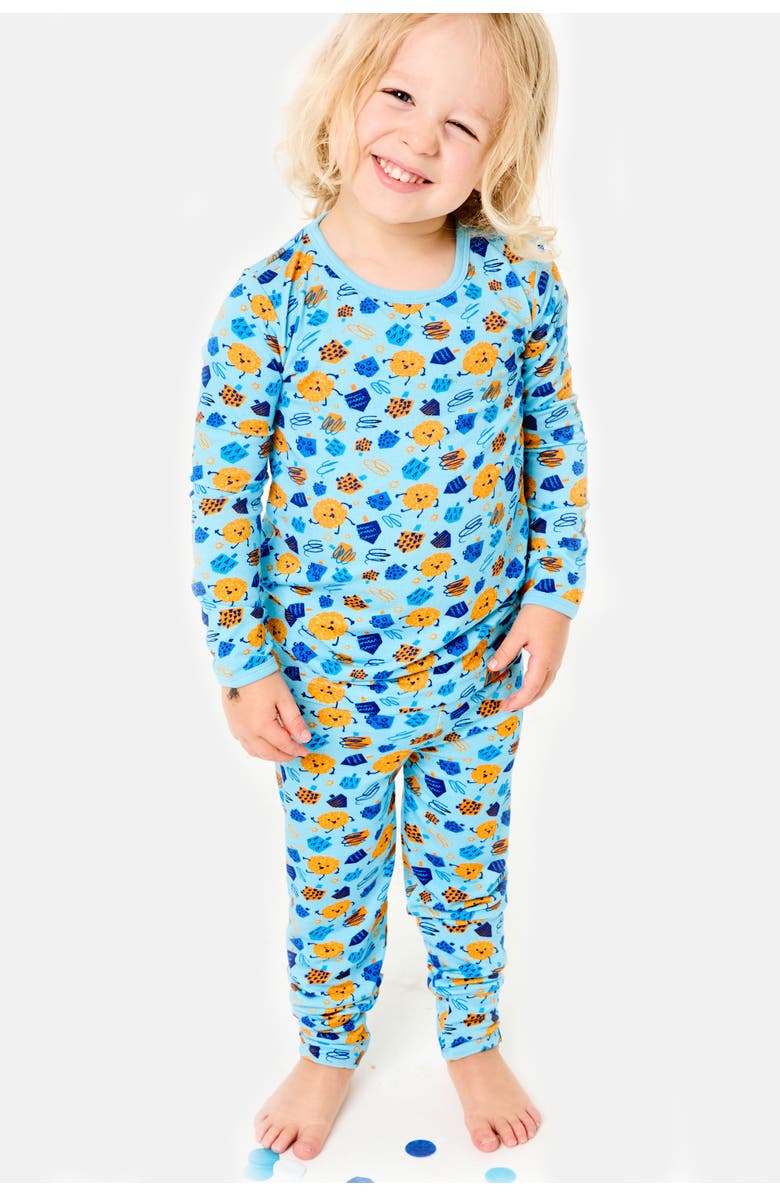 Clover Baby & Kids Long Sleeve Pajama Set - Hanukkah Dreidels, Alternate, color, Dreidel, Dreidel, Dreidel