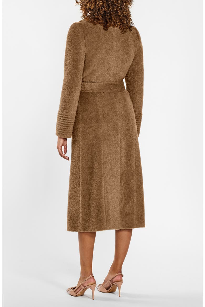 Bouclé Wool & Alpaca Blend Wrap Coat, Alternate, color, DARK CAMEL