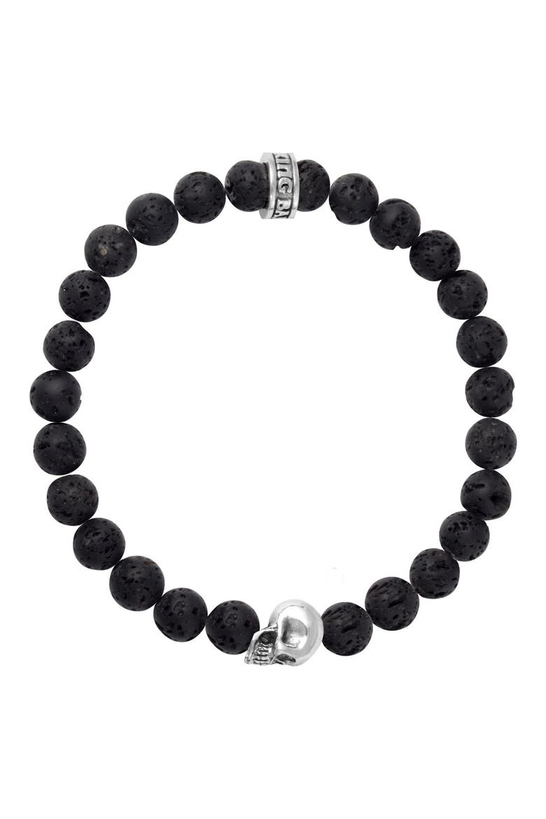 Lava Rock Bead Bracelet, Main, color, SILVER/ BLACK