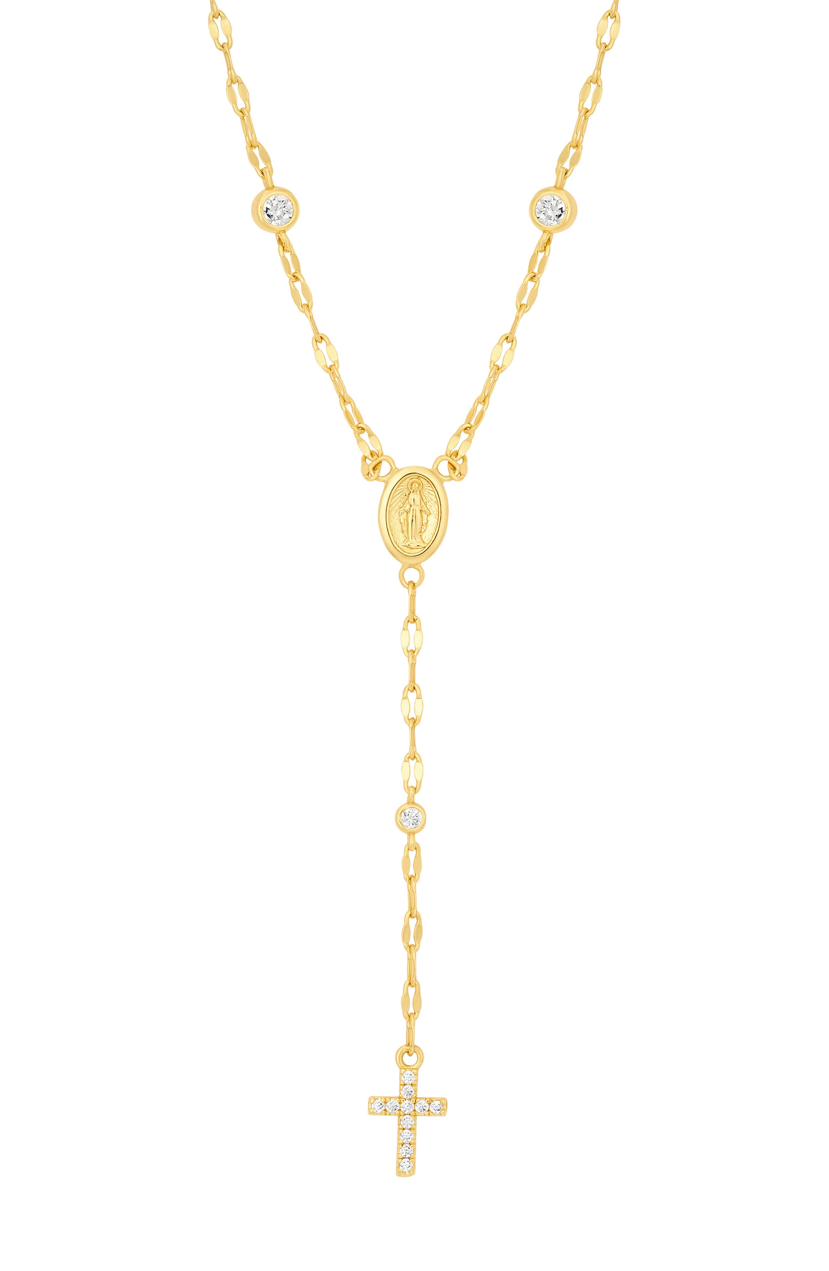 Cubic Zirconia Cross Drop Y-Necklace
