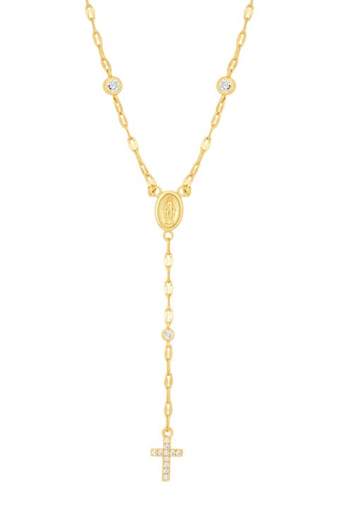 Cubic Zirconia Cross Drop Y-Necklace