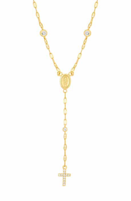 Cubic Zirconia Cross Drop Y-Necklace