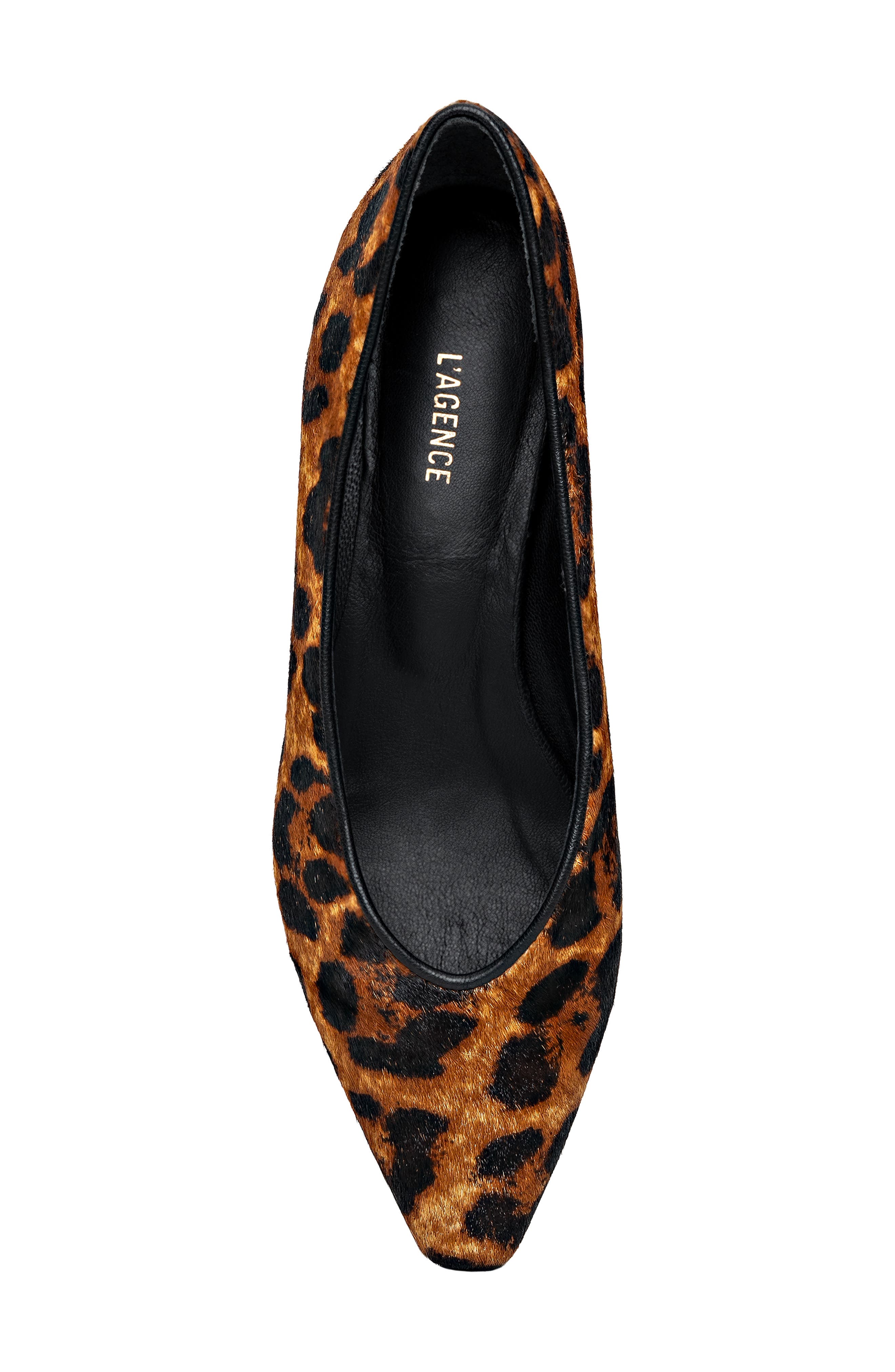 L'AGENCE Suzanne Pointed Toe Flat, Alternate, color, Leopard Hair Calf