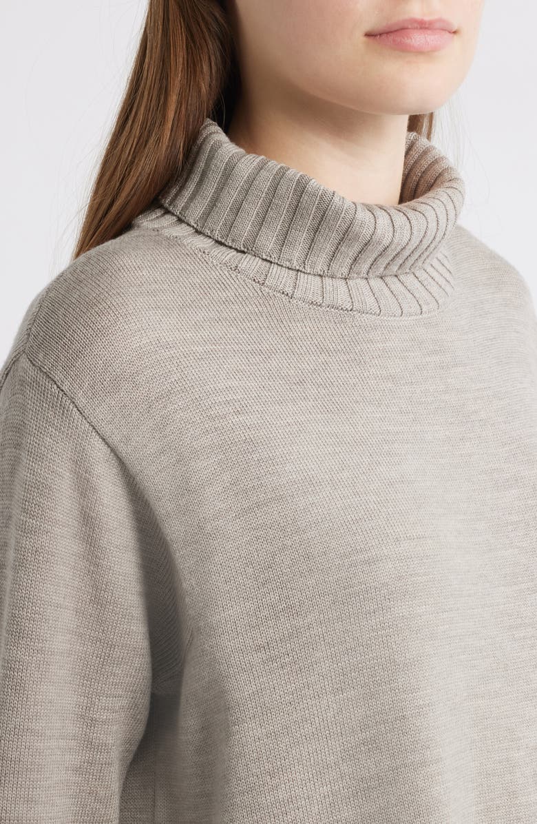 Eileen Fisher Turtleneck Merino Wool Sweater, Alternate, color, Dove