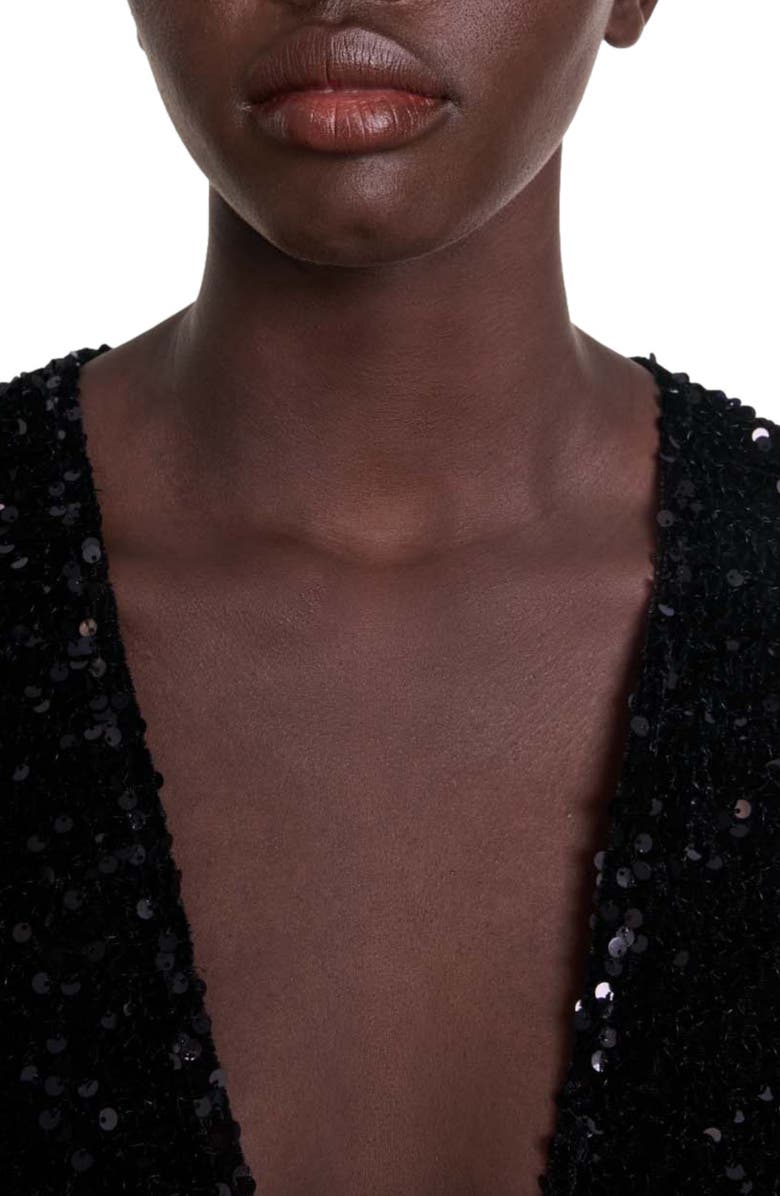 maje Sequinned velvet playsuit, Alternate, color,