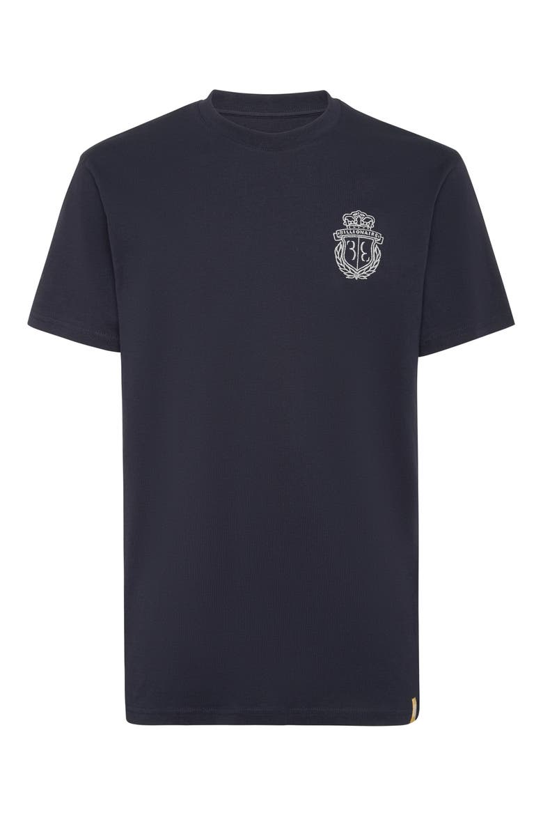 Embroidered Round Neck T-Shirt Crest Men, Main, color, darkblue