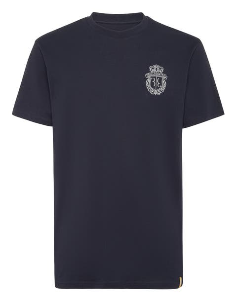 Embroidered Round Neck T-Shirt Crest Men