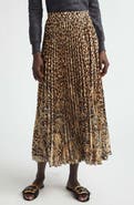 Etro Mixed Print Pleated Midi Skirt