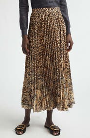 Etro Mixed Print Pleated Midi Skirt