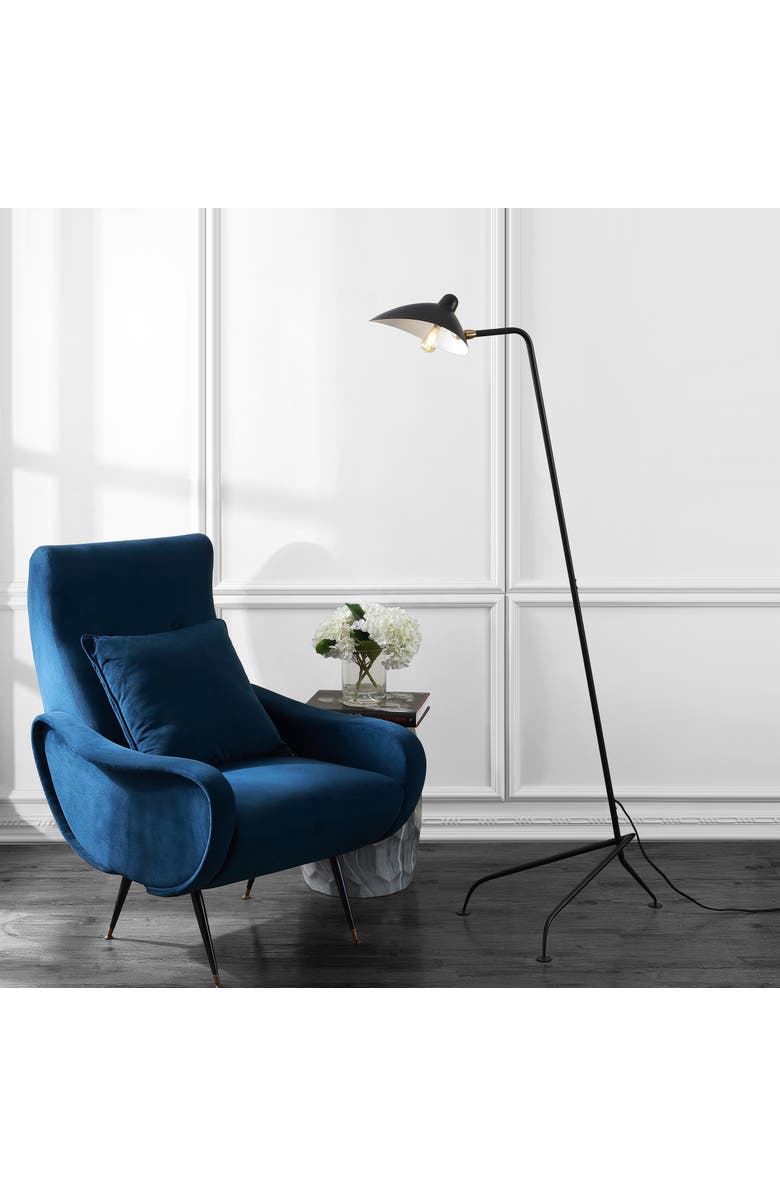 JONATHAN Y Frank Iron Retro Minimalist LED Floor Lamp, Main, color, Brass Gold