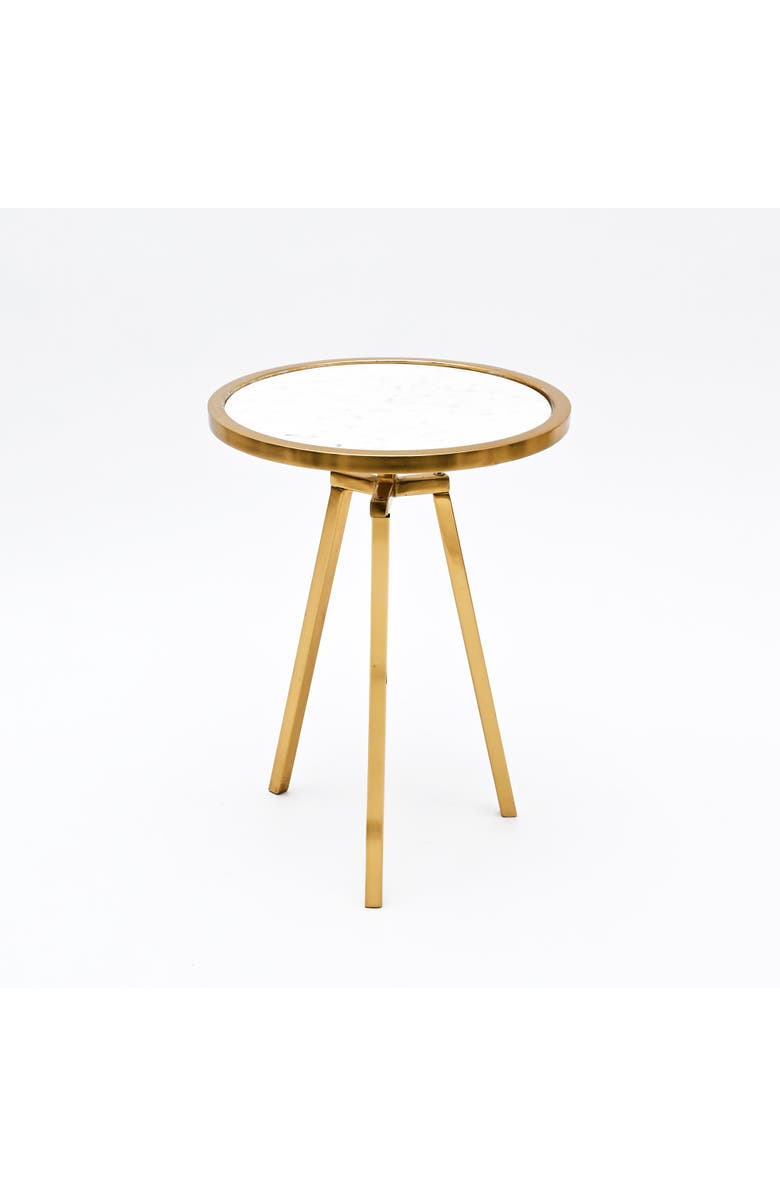 Expo Bazaar Round Marble Top Side Table Gold Metal Frame End Table Accent Furniture, Main, color, Gold - 16X16x22"